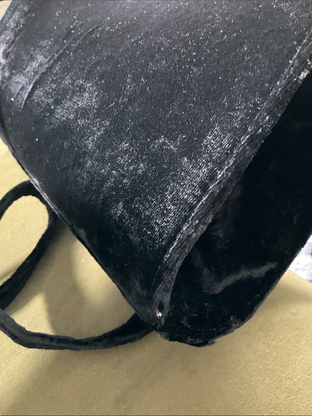 Black Velvet Top-Handle Satchel with Gold Trim - Picture 7 of 7